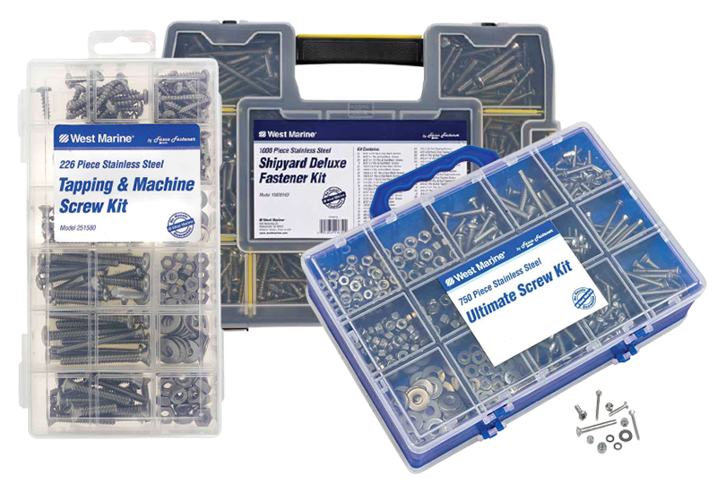 Three fastener kits - containers with a clear top that contain screw sets