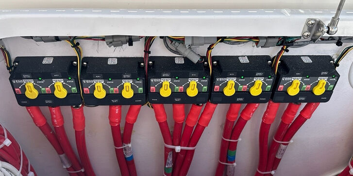 egis mobile electric battery switches installed on a boat