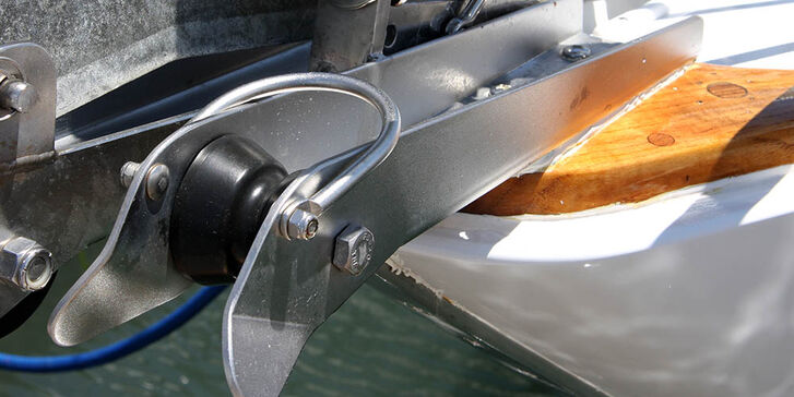 Anchor roller installed on a boat