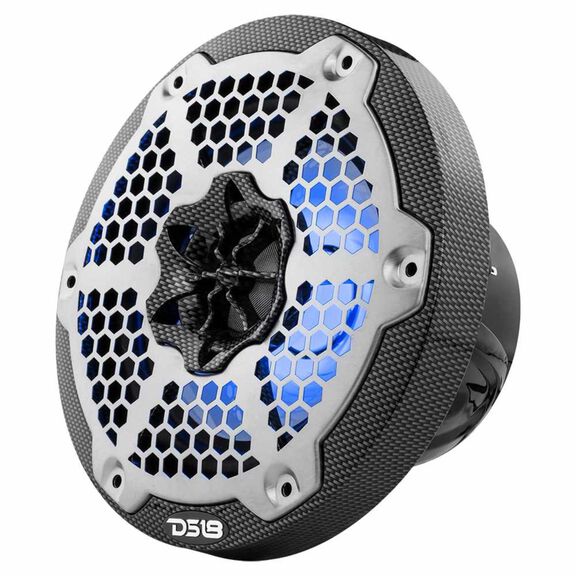 HYDRO 6.5" 2-Way Marine Speakers with Integrated RGB LED Lights, 375 Watts, Black Carbon Fiber image number 2