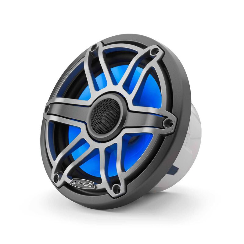 M6-770X-S-GmTi-i 7.7" Marine Coaxial Speakers, Gunmetal & Titanium Sport Grilles with RGB LED Lighting image number 1