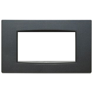 Vimar Eikon 4-Module Classic Cover Plate, Bright Varnished Metal, Grey Frame, Matt Anthracite