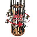 Walnut 24 Round Spinning Rod Rack - Steel Post image number 0