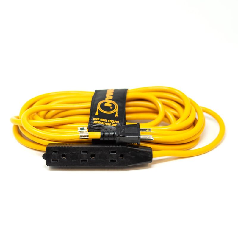 25' Medium Duty 5-15P to (3) 5-15R Household Power Cord With Storage Strap image number 0
