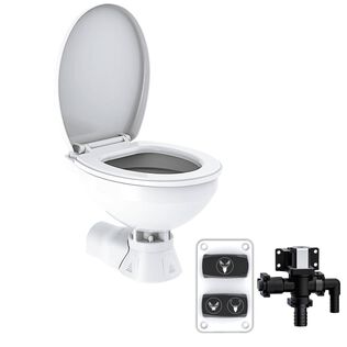 COMMODORE CM3RMT Quiet Flush Electric Marine Toilet Boating Head &ndash; Fresh Water, 24V, with Solenoid Valve