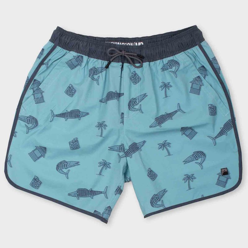 Flomotion Men's Whiskey Wahoo Volley Shorts, in Dusty Blue, Size 2XL | by West Marine