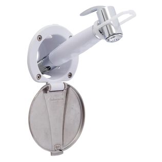 Recessed Shower Arctic White Cup with Stainless Steel Lid, Hammer-Head Arctic White Sprayer, 10' White Rubber Hose