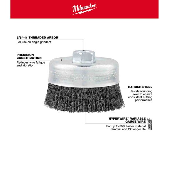 3" Carbon Steel Crimped Wire Cup Brush image number 1