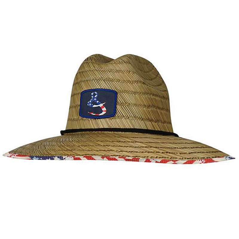 Hook and Tackle Mens Lifeguard Americana Straw Hat - Beige/Multi - Large