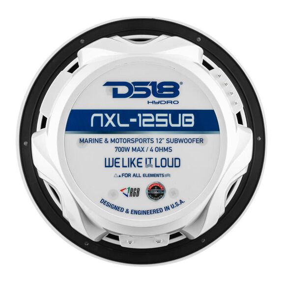 HYDRO 12" Marine Subwoofer with Integrated RGB Lights, 700 Watts, SVC, 4-Ohm, White image number 4