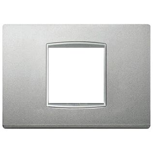 Vimar Eikon 2-Central-Module Classic Cover Plate, Refined Metal, Matt Silver, Next Frame