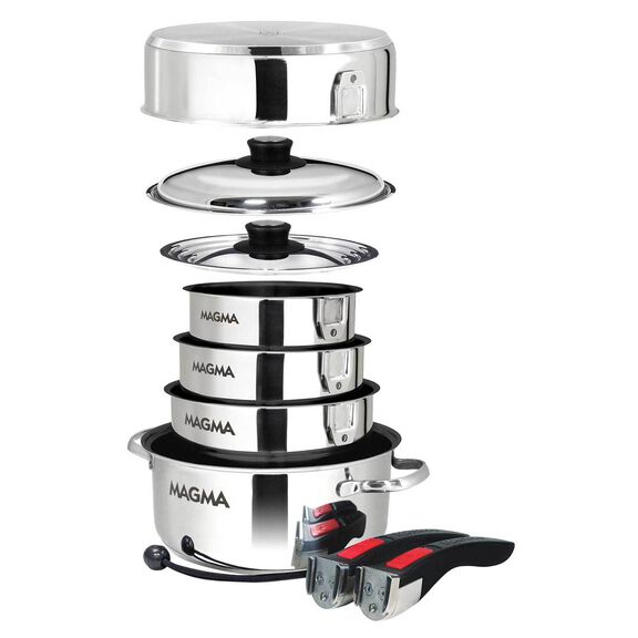 Professional Series Gourmet Nesting 10-Piece Stainless Steel Induction Cookware Set with Ceramica&reg; Non-Stick image number 1