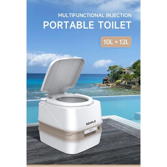 SEAFLO 12L Portable Travel Toilet with Manual Flush White image number 8