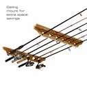 Rustic Wood 6 Fishing Rod Wall & Ceiling Rack image number 1