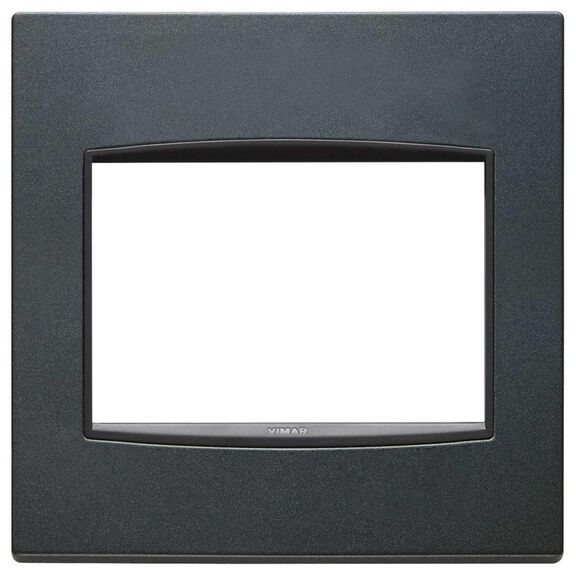 Vimar Eikon 3-Module British Standard Classic Cover Plate, Anodized Aluminium, Matt Anthracite image number 0