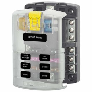 ST Blade Fuse Block, 6 Circuits with Negative Bus and Cover