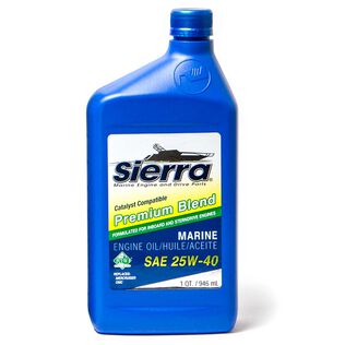 Sierra 25W-40 4 Stroke Conventional Marine Engine Oil, Catalyst Compatible, 1 Quart