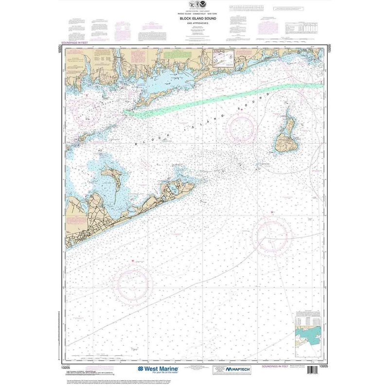 Maptech® NOAA Recreational Waterproof Chart-Block Island Sound and Approaches, 13205 image number 0