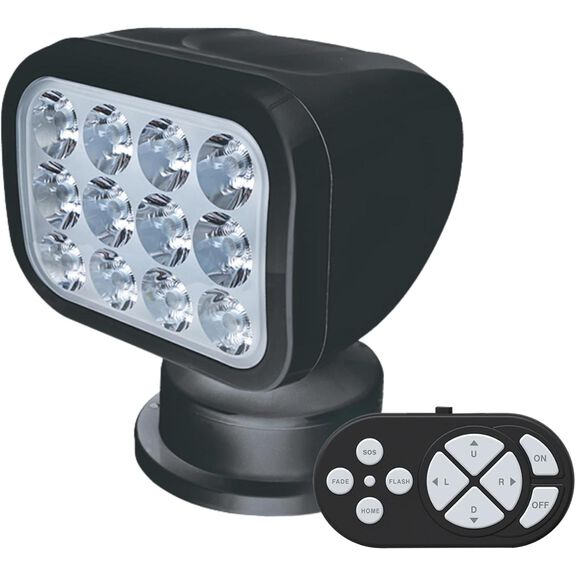 SEAFLO 360&deg; Rotating Remote Control LED Searchlight, 10-30V DC, 2700 Lumens, Wireless Remote, Black image number 0