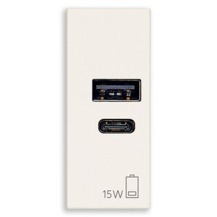 Vimar Linea 30292.AC15B 1-Module USB-A & USB-C Charging Outlet 15W