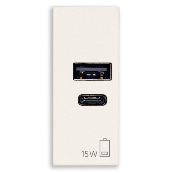 Vimar Linea 30292.AC15B 1-Module USB-A & USB-C Charging Outlet 15W image number 0