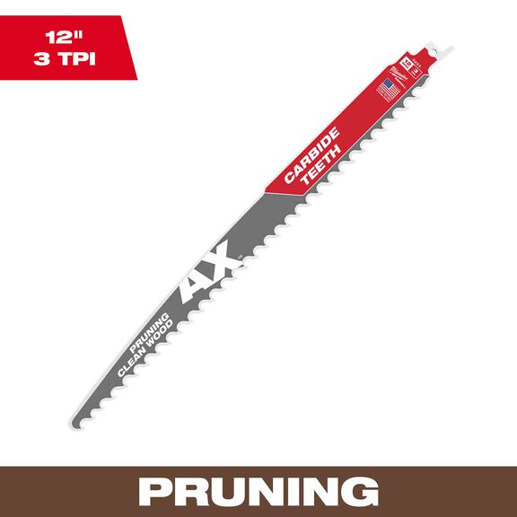 12" 3 TPI The AX&trade; with Carbide Teeth for Pruning & Clean Wood SAWZALL&reg; Blade image number 0