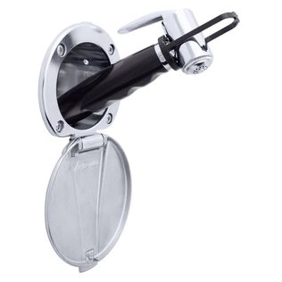 Recessed Shower Chrome Cup with Stainless Steel Lid, Hammer-Head Black Sprayer, 6' Stainless Steel Hose