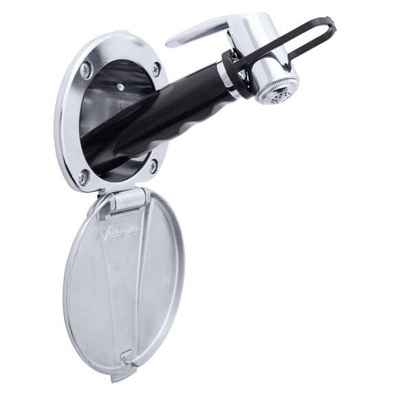 Recessed Shower Chrome Cup with Stainless Steel Lid, Hammer-Head Black Sprayer, 6' Stainless Steel Hose image number 0