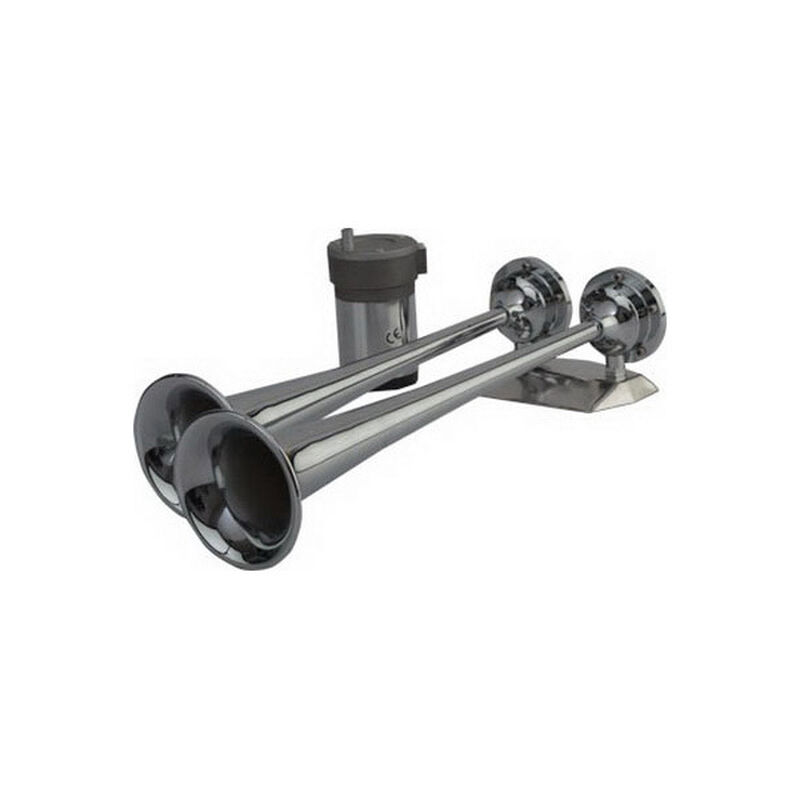 Maxblast Dual Trumpet Air Horn, 121dB, Chrome Plated Solid Brass West