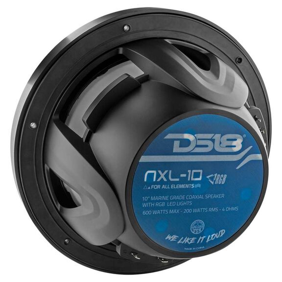 HYDRO 10" 2-Way Marine Speakers with Integrated RGB LED Lights, 400 Watts, Matte black image number 5