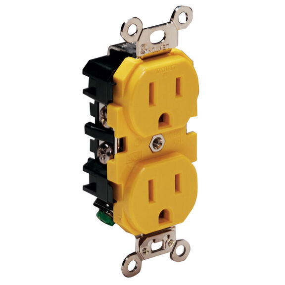 Nylon Dual Outlet Receptacle, Yellow image number 0