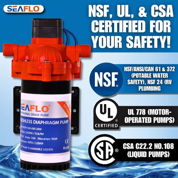 SEAFLO 33W Series 12V DC Brushless Water Pressure Pump - 3.0 GPM, 45 PSI image number 2