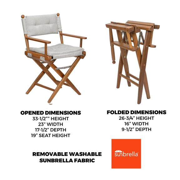 Premium Grade Teak Newport Folding Director's Chair with Graphite Sunbrella&reg; Fabric Seat Cushions image number 1