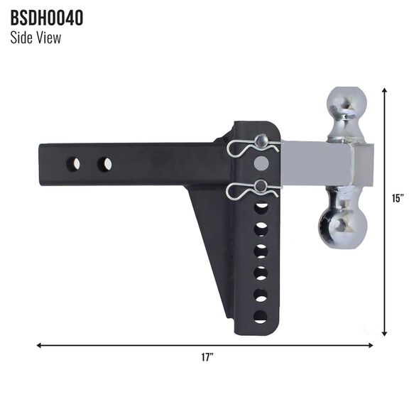 Blackout Series 14,000 lbs Adjustable Drop Hitch, 2" & 2-5/16" Ball, 0-6" Drop image number 5