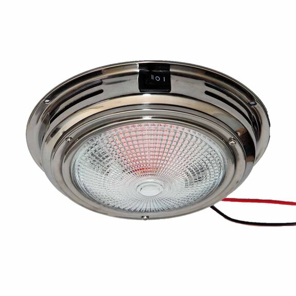 7" Dome Light, Stainless, Clear & Red Bulbs image number 0