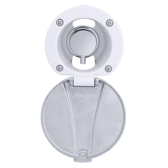 Aidack Recessed Control Valve Hot/Cold Mixer, Arctic White Cup with Stainless Steel Lid, Chrome Aidack Handle image number 0