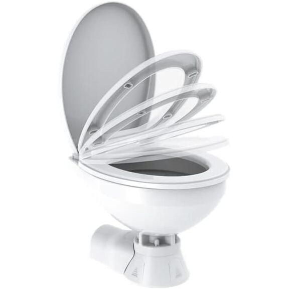 SEAFLO 12V Quiet Flush Electric Marine Toilet, Regular Size, Seawater Macerator, Soft Close Seat image number 1