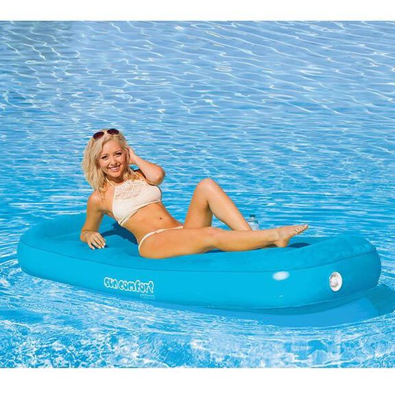 Pool Float Airhead Sun Comfort Cool Suede Chaise Lounge - Oversized With  Drink Holder Cool Suede Float Airhead AHSC-009 Sun Comfort Cool Suede Chaise Lounge