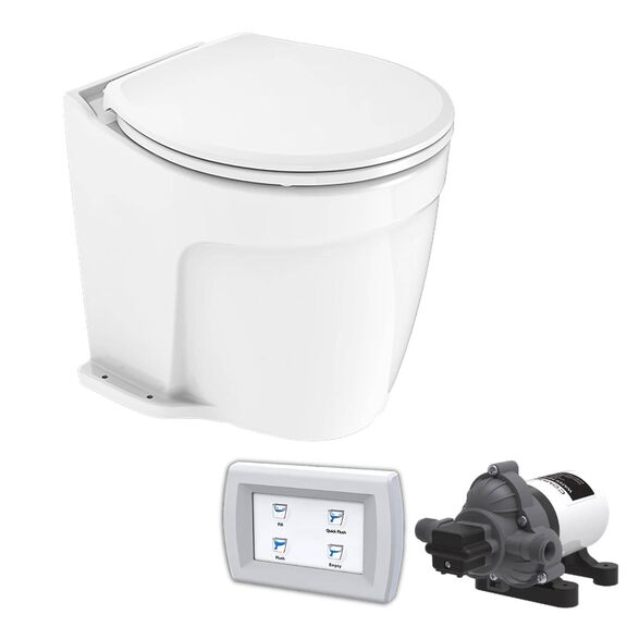 COMMODORE CM6RMT Deluxe Electric Marine Toilet Boating Head &ndash; Raw Water, 12V, with COMMODORE Rinse Pump & Smart Panel image number 0