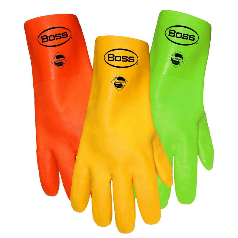 Lined Sandy Grip Double Dip Fluorescent PVC Gloves image number 0