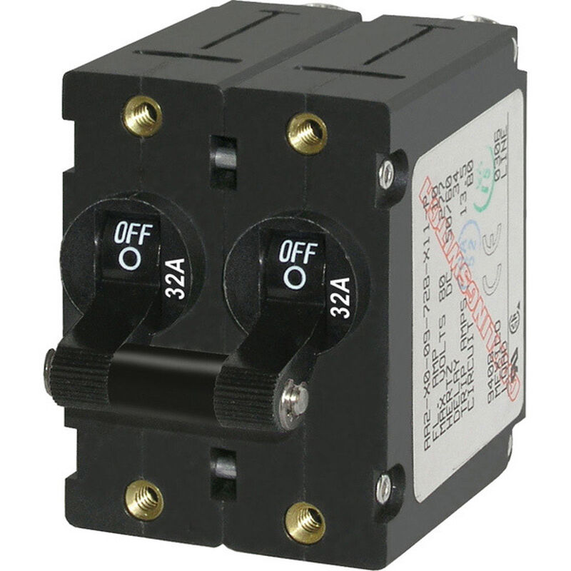 A-Series Black Toggle Circuit Breaker, Double Pole, 32A image number null