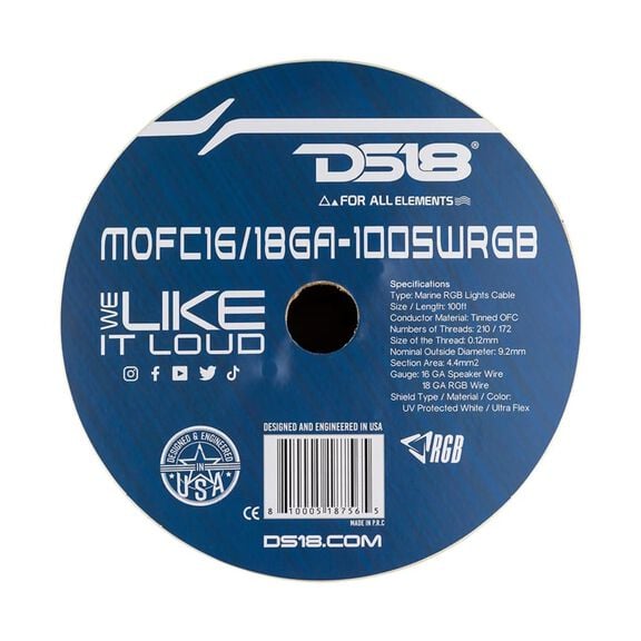 Marine Tinned OFC 18-GA RGB Wires with 16-GA Speaker Wires, 100 Feet image number 1
