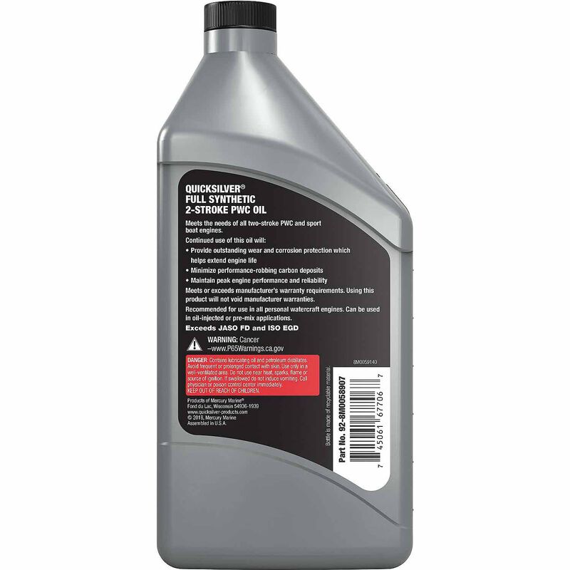 8M0058907 Full Synthetic 2-Stroke PWC and Sport Boat Oil, 1 Quart image number 1