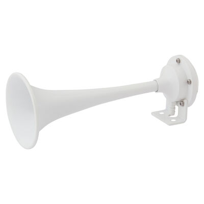 White Epoxy Coated Single Trumpet Mini Air Horn, 12V