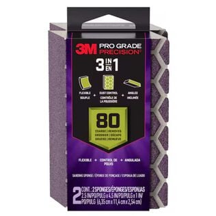 Pro Grade Precision&trade; 3-in-1 Sanding Sponge,, 2.5 in x 4.5 in x 1 in, 80 grit, Coarse, 6/case