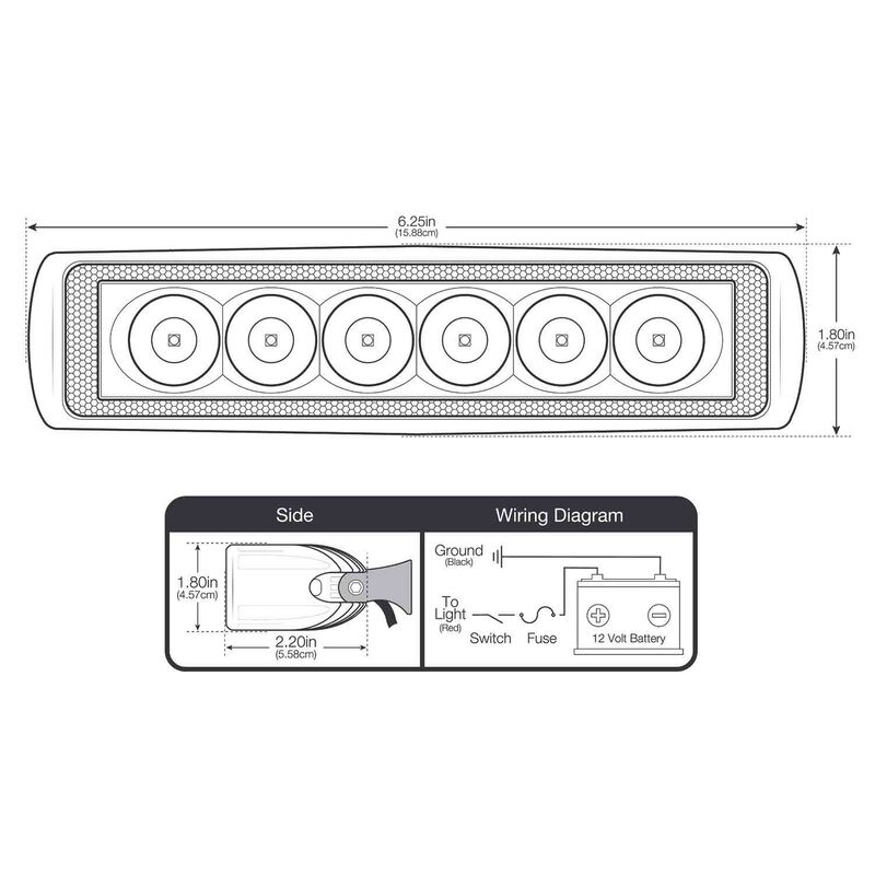 Six LED Aluminum Spreader/Docking Light with Stainless Steel Bracket, White image number 4
