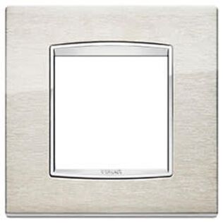 Vimar Eikon 2-Module Classic Cover Plate, Stainless Steel, Brushed Inox