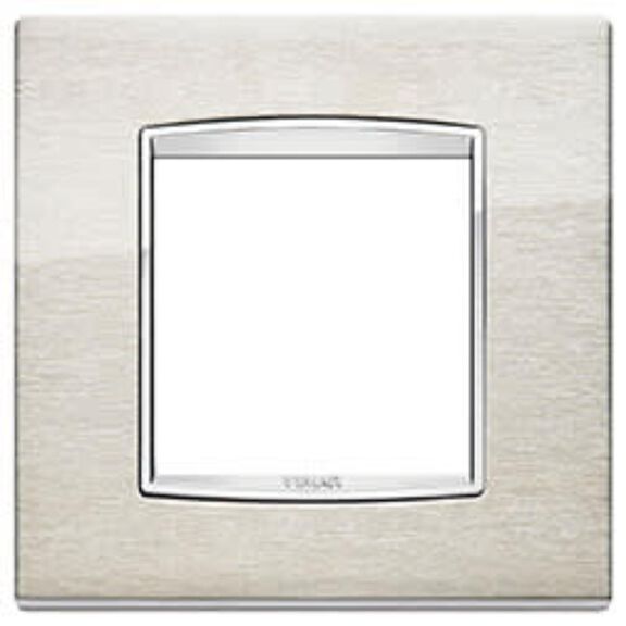 Vimar Eikon 2-Module Classic Cover Plate, Stainless Steel, Brushed Inox image number 0