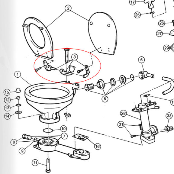JABSCO Toilet Seat Lid Hinge Set West Marine