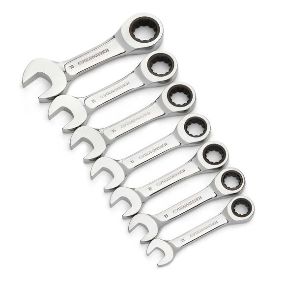 7-Piece Metric Stubby Ratcheting Wrench Set image number 0
